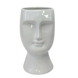 White Ceramic Angelo Face Vase from Chambers Design