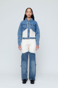 Wynn Hamlyn Fray Denim Jacket - Indigo/Ivory