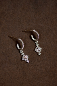 Zoe & Morgan Indie Earrings - 925 Sterling Silver/Peach Zircon