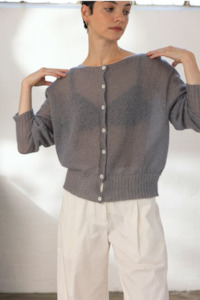 Francie The Fleur Cardigan - Pearl Grey