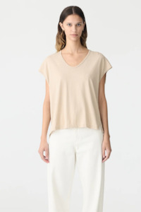 Bassike Fine Bind Scoop Neck Tank - Dune