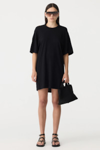 Bassike Floating Neck Boxy SS Dress - Black