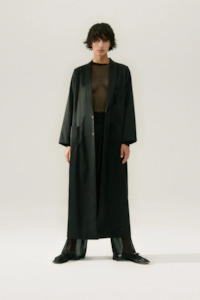 Silk Laundry Weather Proof Long Blazer - Black