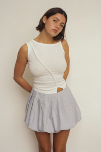 Sale: Commonplace Essentials Asymmetrical Pearl Tank - Natural