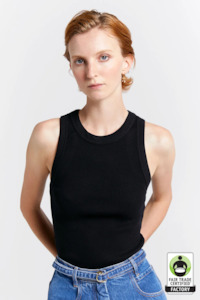 Karen Walker Cotton Ribbed Singlet - Black