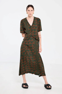 Salasai Plantation Dress - Green Pop Palm