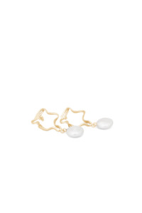 C&V Ribbon Earrings - Gold/Pearls