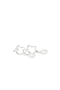 C&V Ribbon Earrings - Silver/Pearls