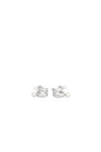 C&V Double Roly Poly Hoops - Silver/Pearls