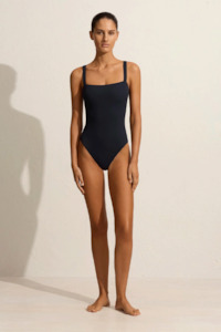 Swimwear: Matteau Square Maillot - Navy Crinkle