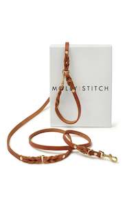 Butter Leather 3 x Adjustable Leash - Sahara Cognac