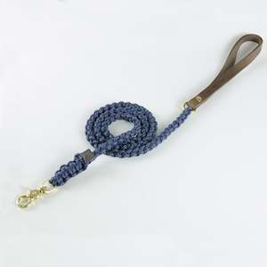 Touch of Leather Leash - Navy