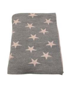 100% Merino Star Blanket - Light Pink/Light Grey