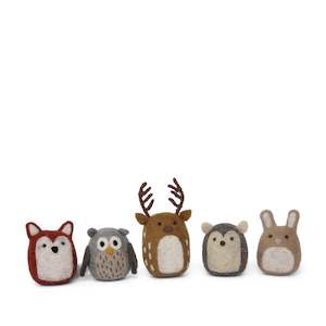 Set of 5 Forest Animals Felted Decoration