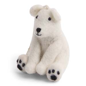 Ice Bear Sitting Felted Decoration