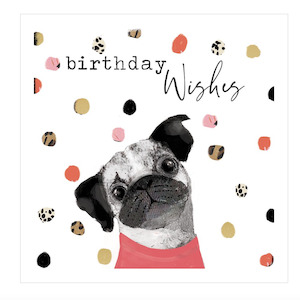 Pet: Pug Dog Birthday Wishes Tag