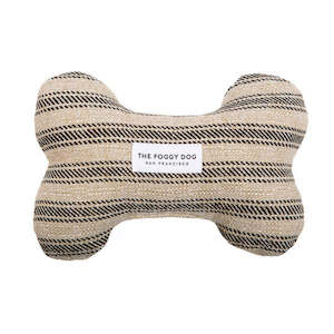 Ticking Stripe Black Squeaky Bone Dog Toy