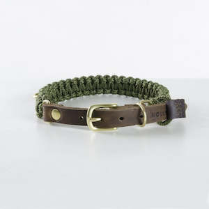 Pet: Touch of Leather Dog Collar - Military