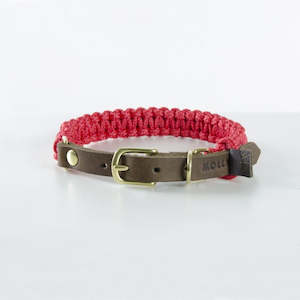 Touch of Leather Dog Collar - Lipstick