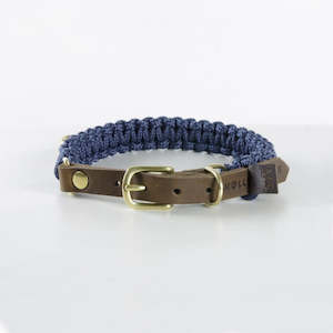 Touch of Leather Dog Collar - Navy