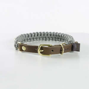 Touch of Leather Dog Collar - Grey