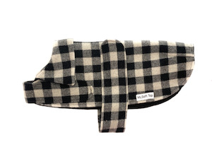 Pet: Black and White Check Wool Walking Coat (Lined)