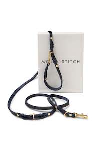 Butter Leather 3 x Adjustable Leash - Navy Blue