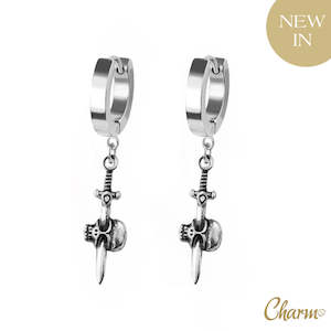 Pierced Skull Hoop Earrings - R3