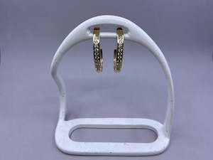 9ct Yellow Gold Hoop Earrings with Cubic Zirconias | Preloved