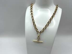 9ct Yellow Gold Belcher Chain with Fob | Preloved