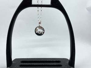 Dressage Horse Cut Out Disc Pendant