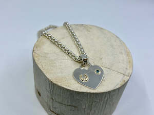 Heart Tag with Shoe and Topaz Pendant | Chain Set Option