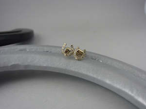 Horseshoe Studs with Diamonds | Small 8mm