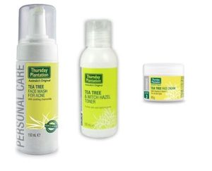 THURSDAY PLANTATION TEA TREE ACNE FACE WASH + WITCH HAZEL TONER + FACE CREAM COM…