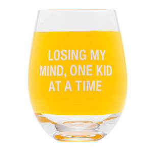 WINE GLASS: LOSING MY MIND (YELLOW)