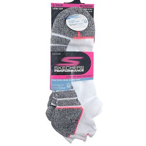 Shoe: SKECHERS 3PK HALF TERRY PERFORMANCE LOW CUT SOCKS WHITE