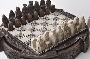 Isle of Lewis Compact Celtic Chess Set Brown