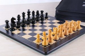 Deluxe Magnetic Travel Chess Set Ebony Finish. 200 x 200mm