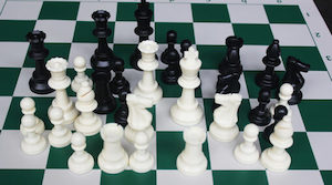 Game: Extra Weighted Plastic Chess Set, Vinyl Mat 55mm Squares and Bag