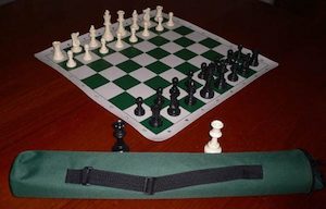 Standard Plastic Chess Set, Vinyl Mat 55mm Squares and Carry Tube Bag