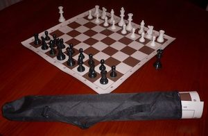 Extra Weighted Plastic Chess Set, Vinyl Mat 55mm Squares and Carry Tube Bag