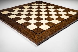 Brown Ash Burl Gloss Deluxe Chess Board 45mm Squares