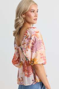 Healing Sweetheart Swing Top - Peach Floral