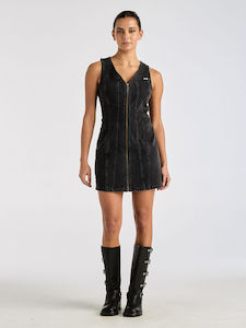 Clothing: Robbie Denim Dress - Ashen Black