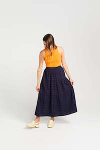 Clothing: Clara Skirt - Navy Check