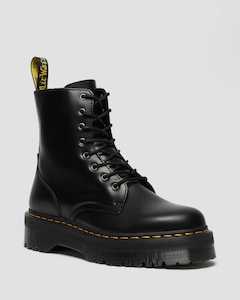 Jadon 8 Eye Boot - Black Polished Smooth