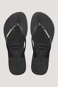 Havaianas Slim Metal Logo Metallic Jandal - Black/Silver