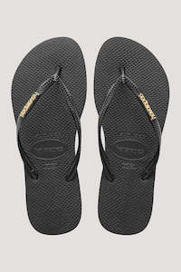 Havaianas Slim Metal Logo Metallic Jandal - Black/Gold