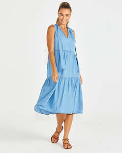 Seville Tiered Dress - Chambray