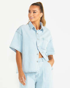 Clothing: Katrina Boyfriend Shirt - Snow Wash